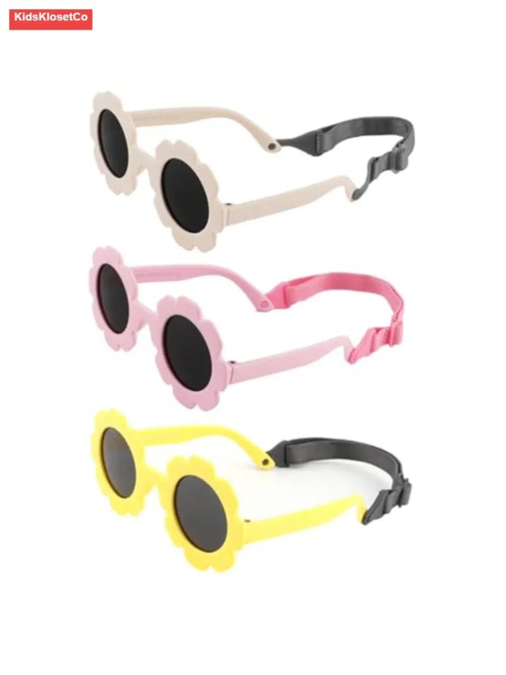 Baby Flower Sunglasses Round Bendable Glasses for Infant Toddler UV400